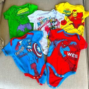 Marvel, Super Hero, Bundle of 5 Onesies, Size 0-3 Months